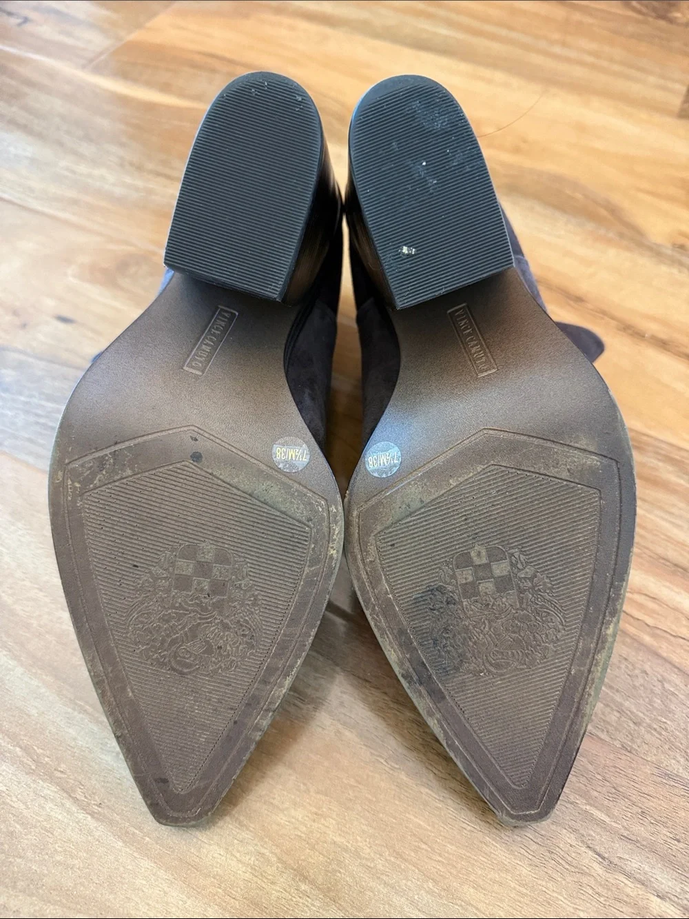 Vince Camuto Gigietta Chocolate Brown Suede Pointed Ankle Booties - Size 7.5M
